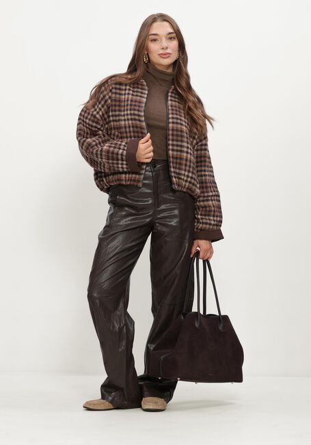 Bruine RUBY TUESDAY Jack CIDORE WOOLEN CHECK BOMBER JACKET - large