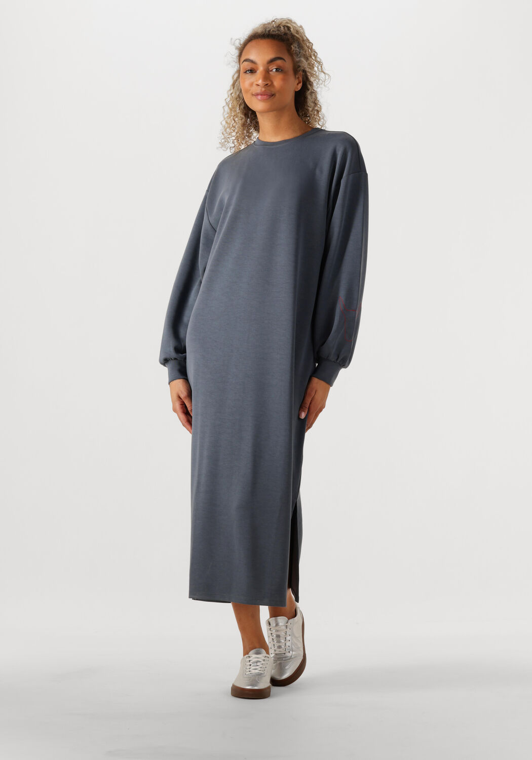 Alix the Label Mini Jurk Dames Ladies Knitted Flowy Long Sweater Dress, Maat: L, Kleur: Zwart