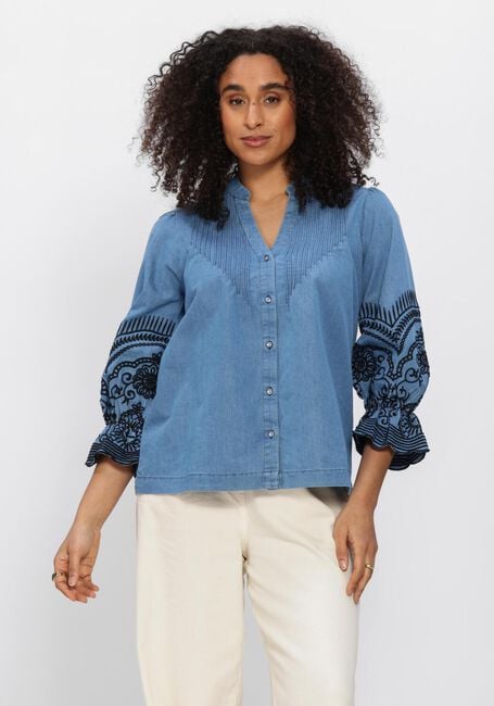 Blauwe MOS MOSH Blouses MMSTOMIN EMB SHIRT - large