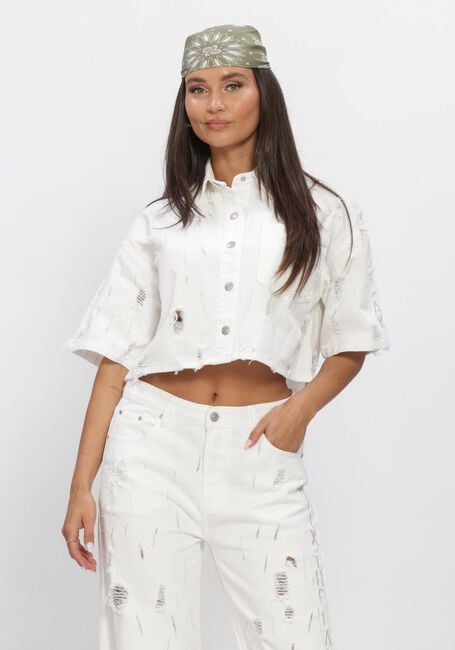 Witte ALIX THE LABEL Blouses LADIES WOVEN DAMAGED DENIM BLOUSE - large