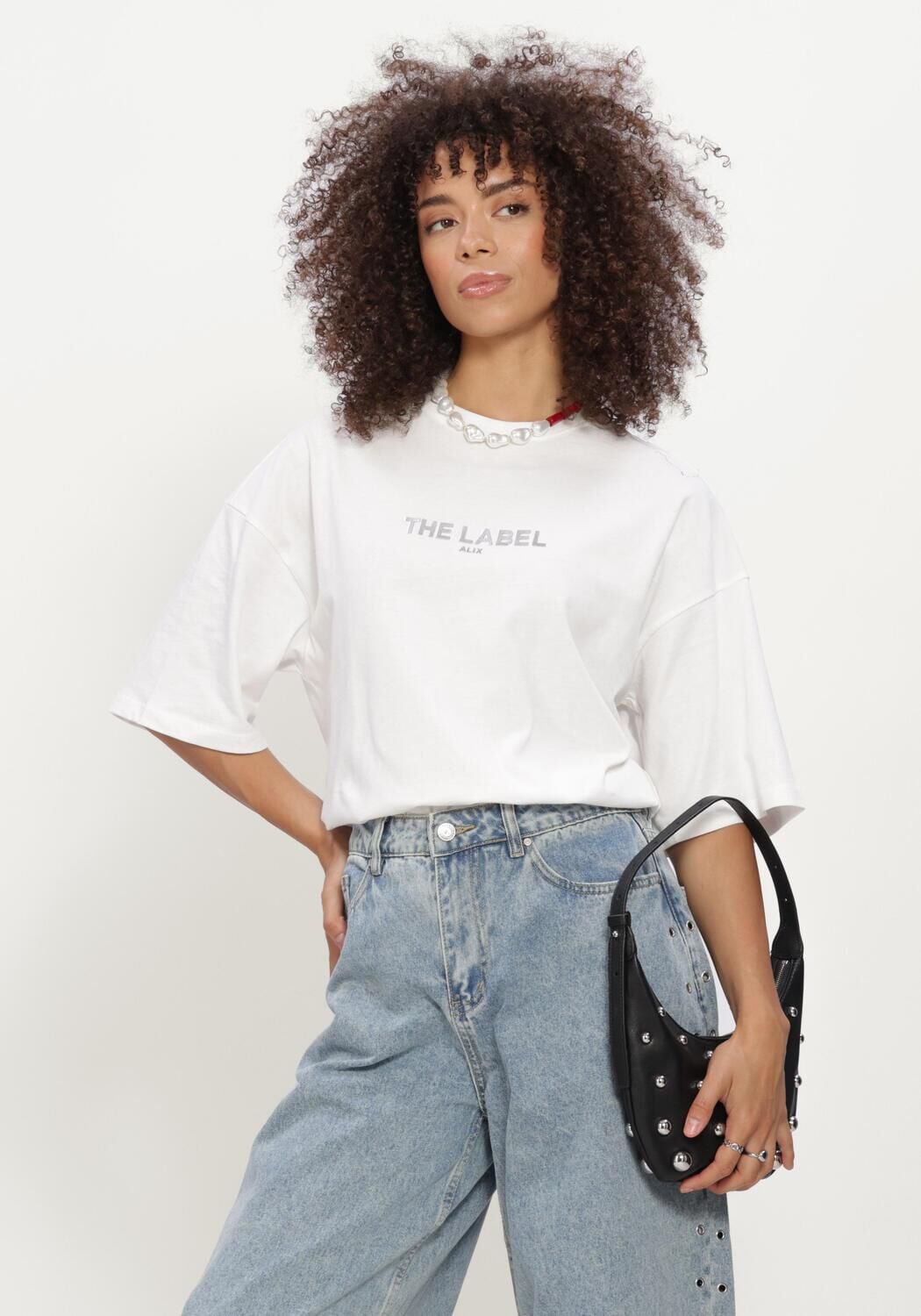 Witte ALIX THE LABEL T-shirt LADIES KNITTED THE LABEL T-SHIRT - large