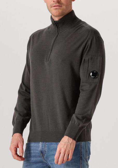 Donkergrijze CP COMPANY Trui KNITWEAR POLO COLLAR IN MERINO WOOL - large