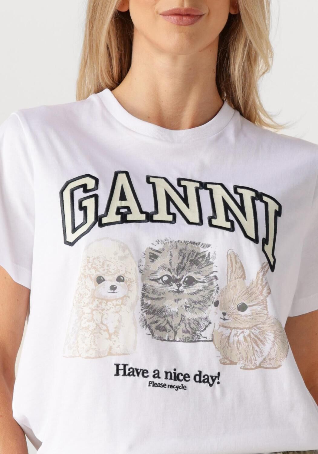 Witte GANNI T-shirt T4237 - large