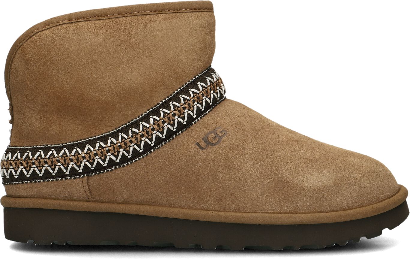 UGG Vachtlaarzen Dames Classic Mini Crescent, Maat: 37, Materiaal: Suède, Kleur: Cognac