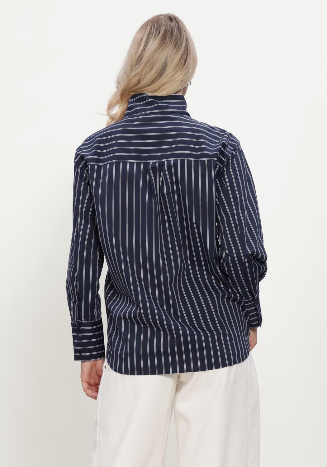 Blauwe CO'COUTURE Blouses SOMOCC STRIPE FUNNEL NECK SHIRT - large
