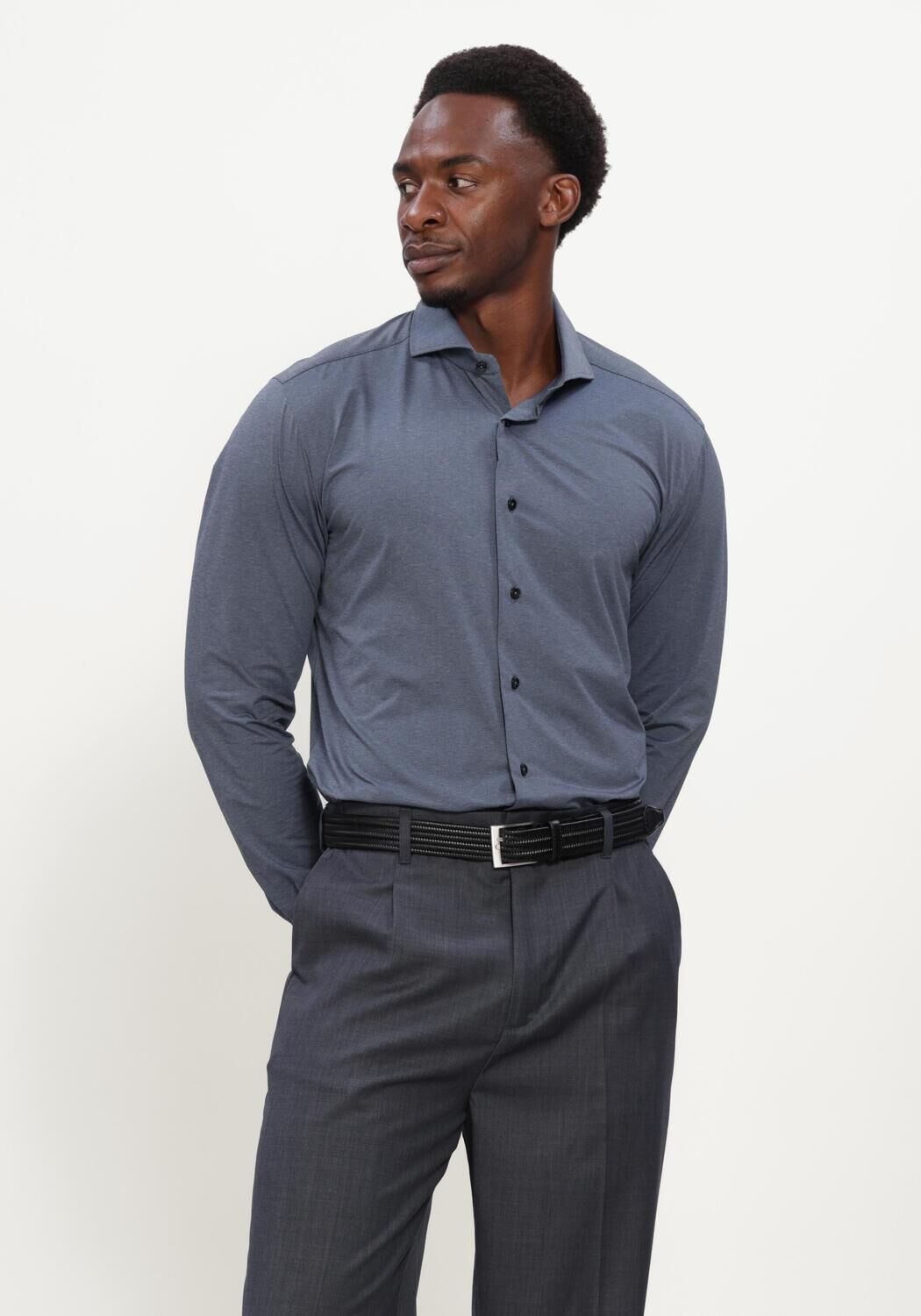 Blauwe XACUS Klassiek overhemd ACTIVE SHIRT 520ML - large