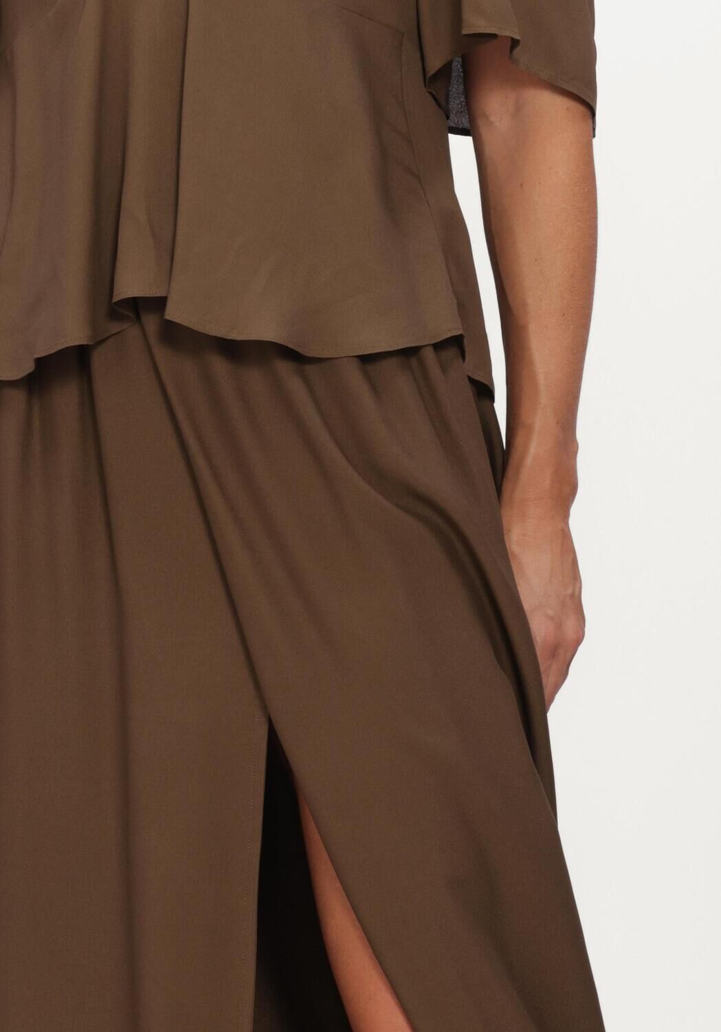 Bruine FORTE FORTE Maxirok MIXED SILK MAROCAINE SLIT SKIRT - large