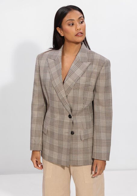 Beige ANINE BING Blazer ARETHA BLAZER -BROWN PLAID - large
