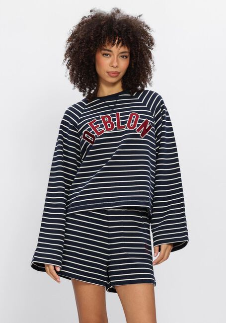 Donkerblauwe DEBLON SPORTS Sweater DANA STRIPED SWEATER - large