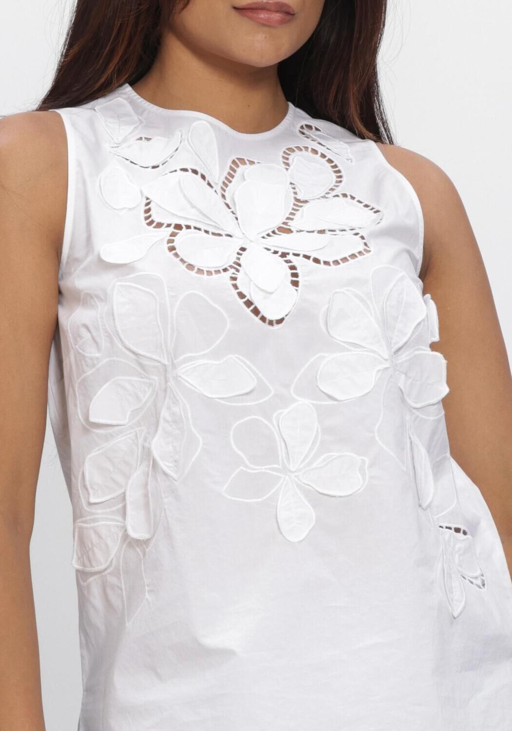 Witte LUISA CERANO Top BLUSENTOP MIT LOCHSTRICKEREI - large