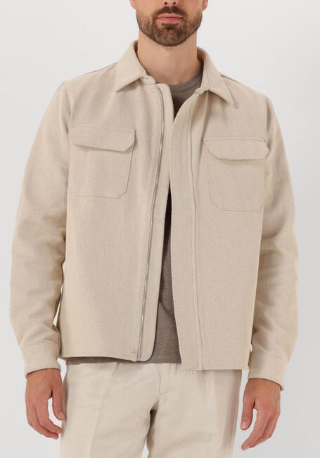 Ecru PROFUOMO Overshirt OVERSHIRT ZIP HERRINGBONE - large