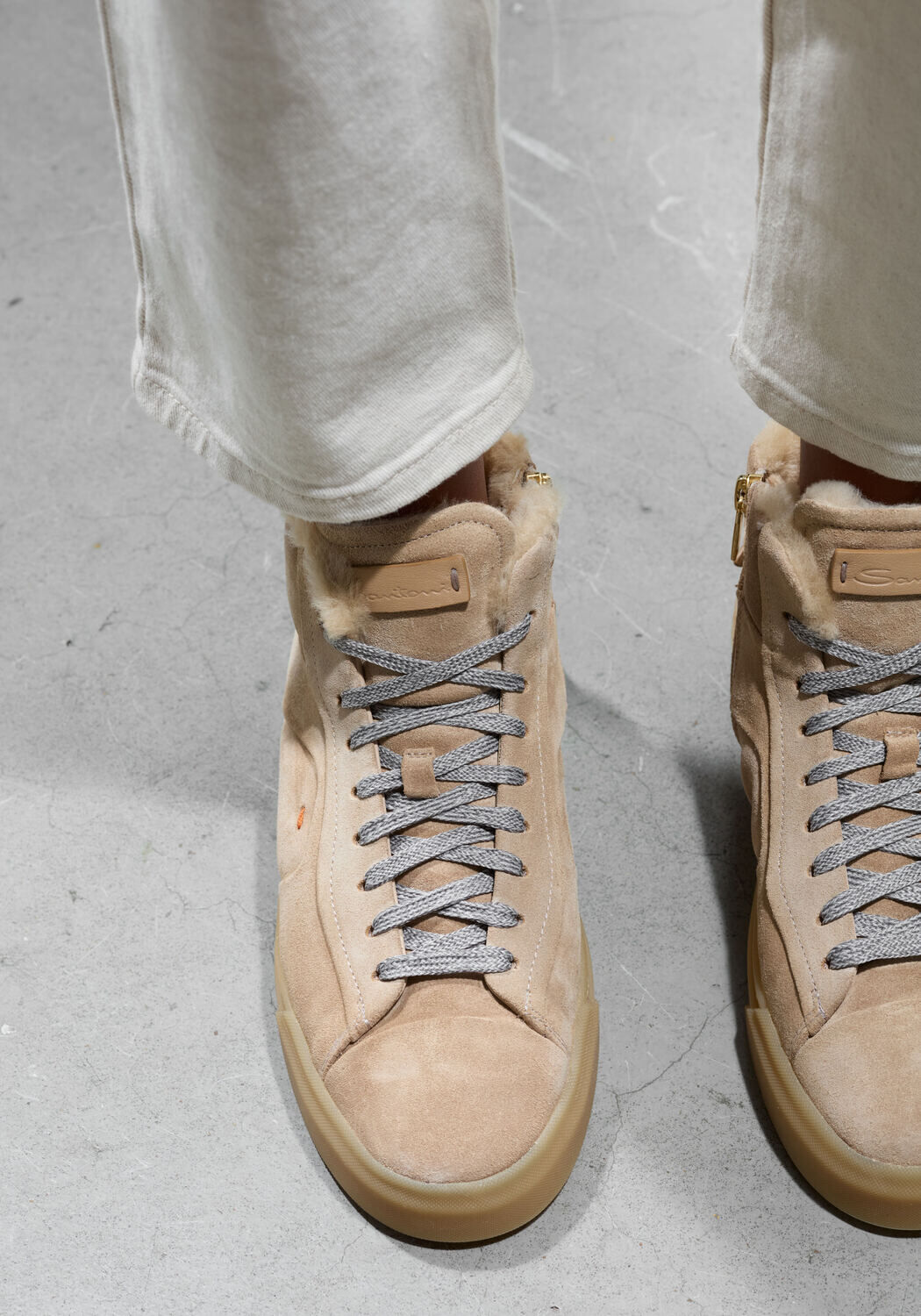 Beige SANTONI Hoge sneakers 60943 - large