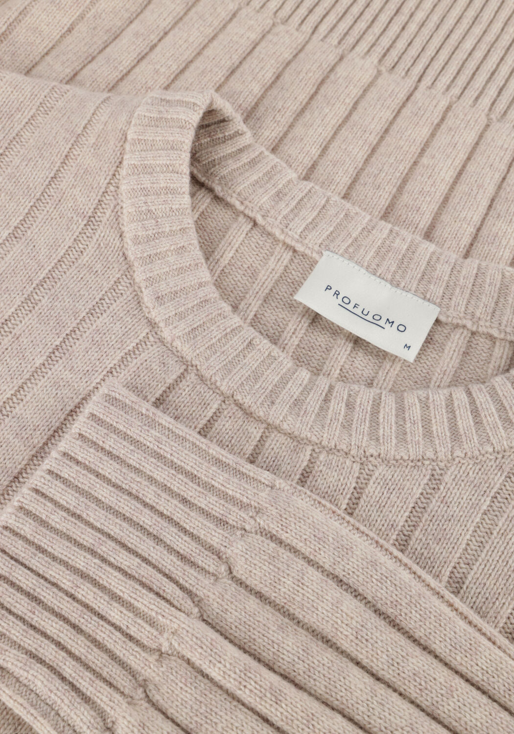 Beige PROFUOMO Trui PULLOVER CREW NECK WOOL BLEND - large