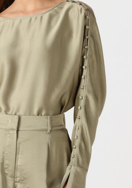 Khaki DANTE6 Blouses ROCCO SATIN BUTTON DETAIL TOP - large