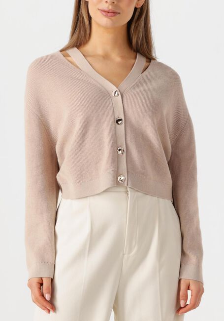 Beige DANTE6 Vest JENY RIB KNIT CARDIGAN - large