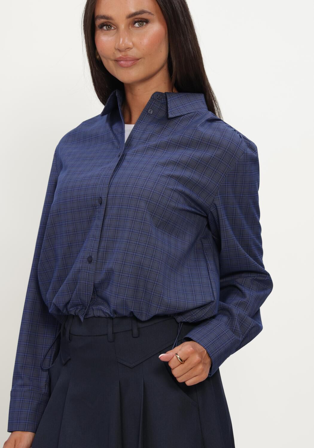 Blauwe CO'COUTURE Blouses DAXTERCC CHECK PLEAT SHIRT - large