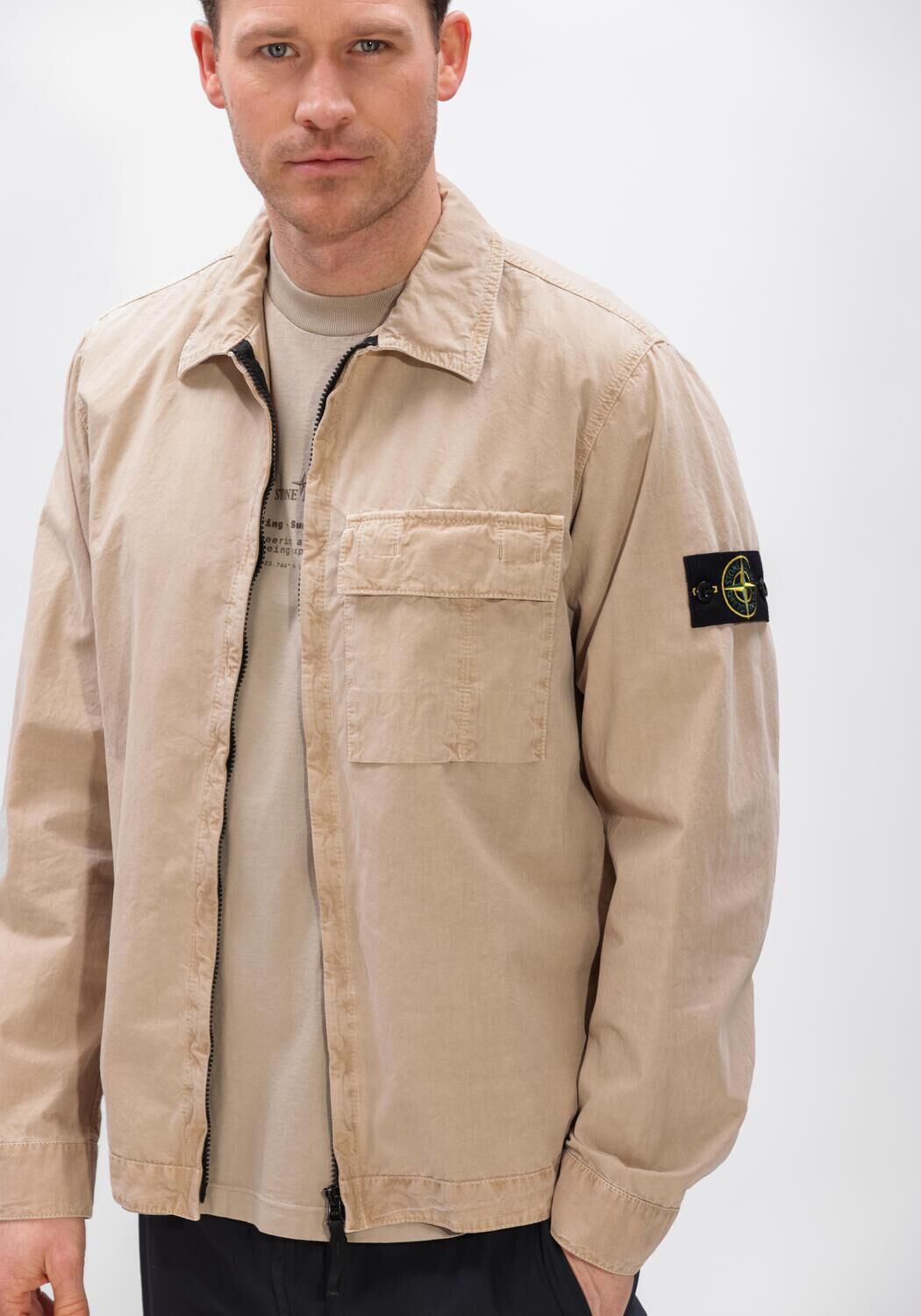 Beige STONE ISLAND Overshirt SHIRTS S00WN - large
