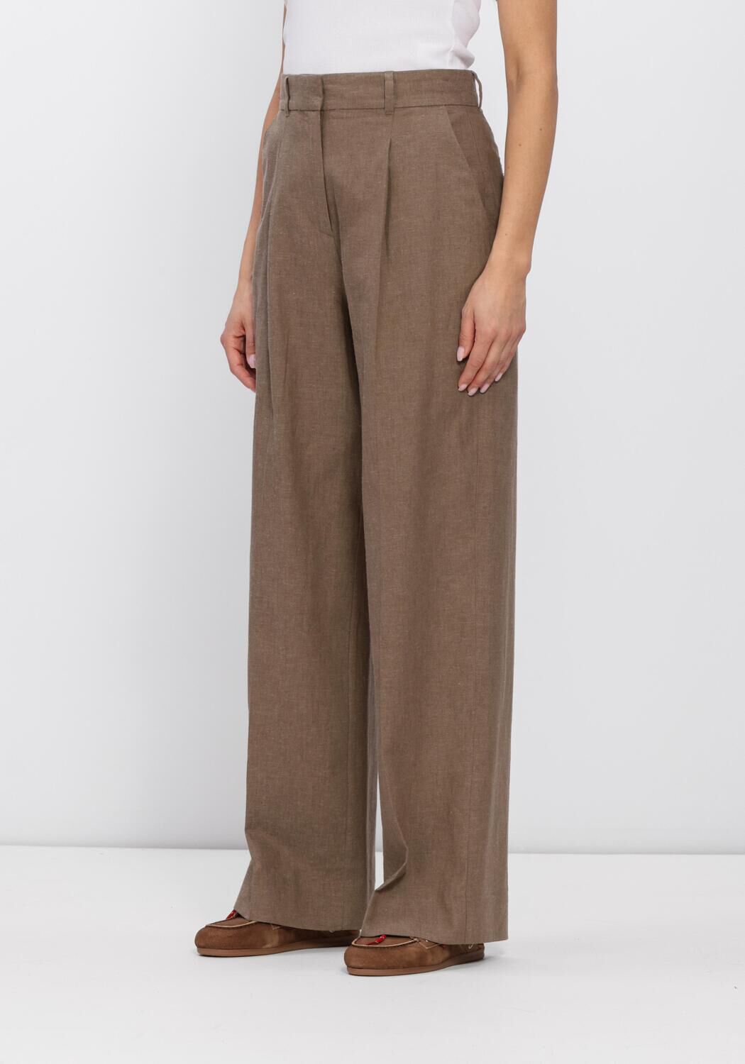 Bruine OLAF HUSSEIN Chino LINEN TAILORED TROUSERS - large