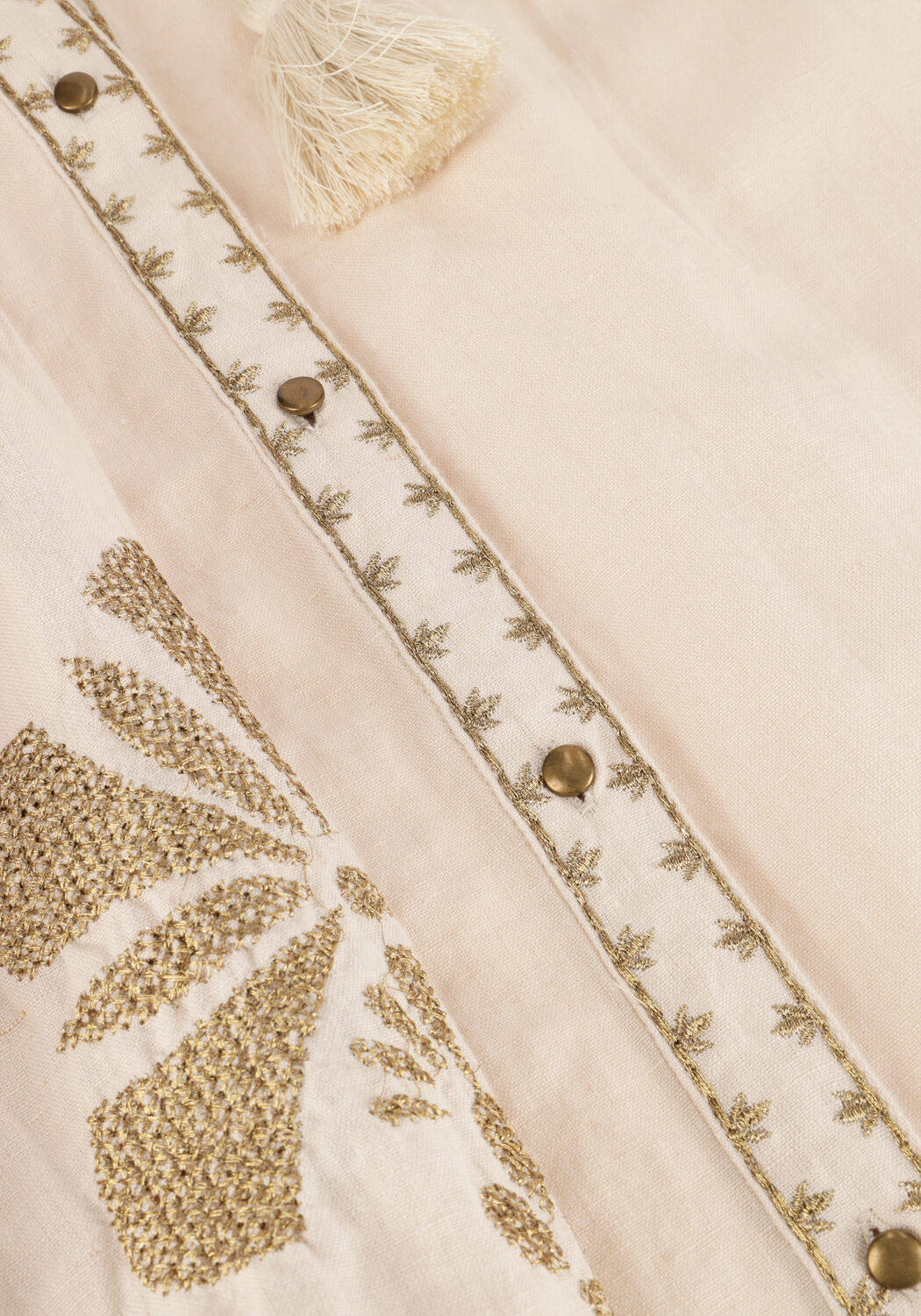 Zand SUMMUM Maxi jurk LONG DRESS LINEN HEAVY EMBROIDERY - large