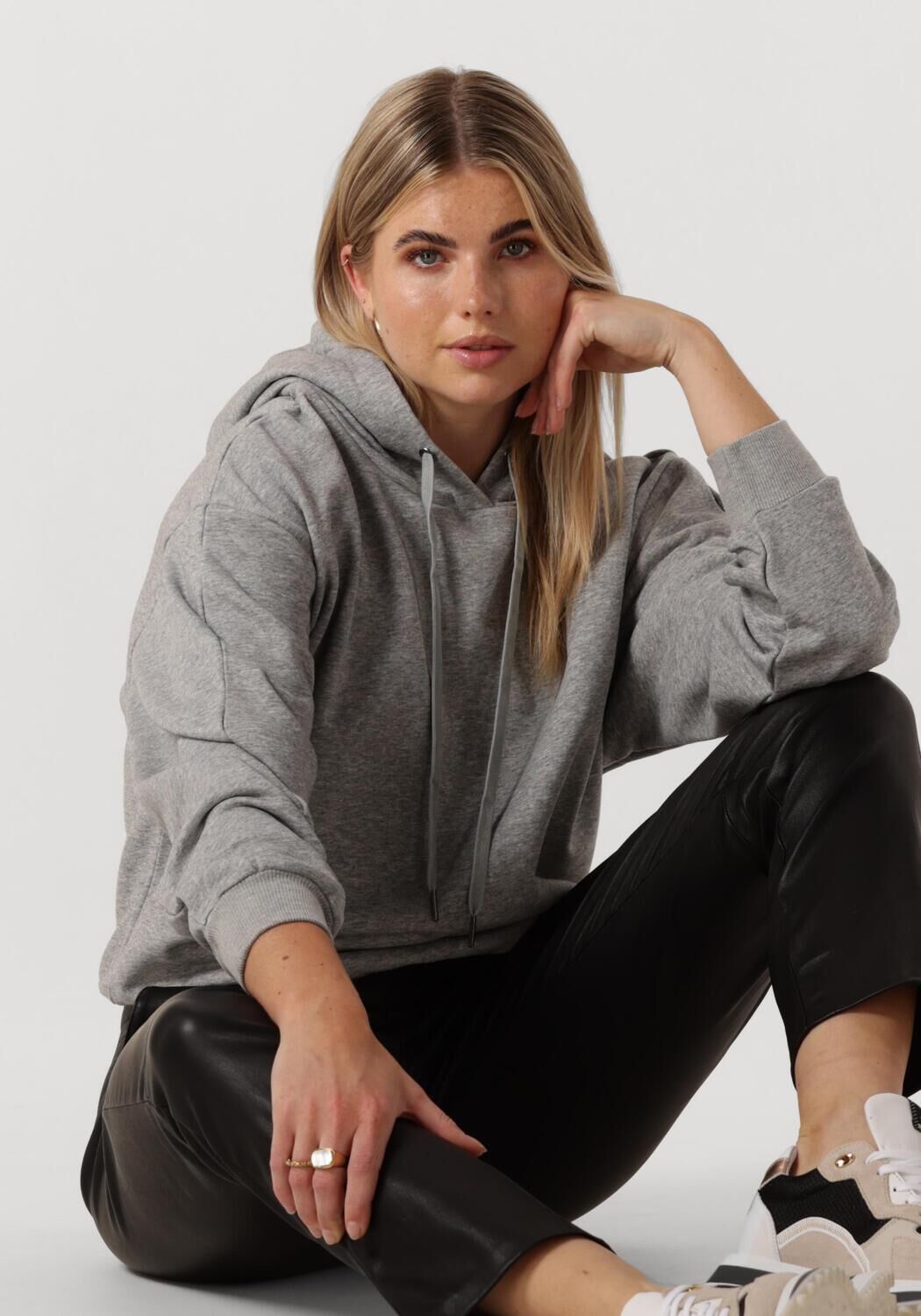 Co'Couture Trui Dames Solid Choped Hoodie, Maat: L, Kleur: Grijs