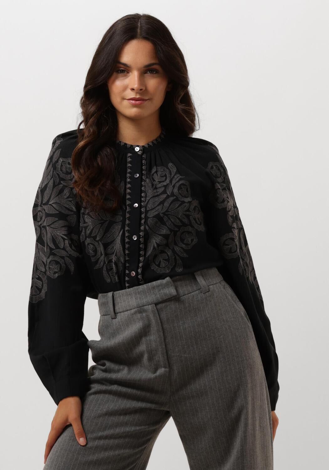Antik Batik Blouse Dames Eglantine Blouse, Maat: L, Kleur: Zwart