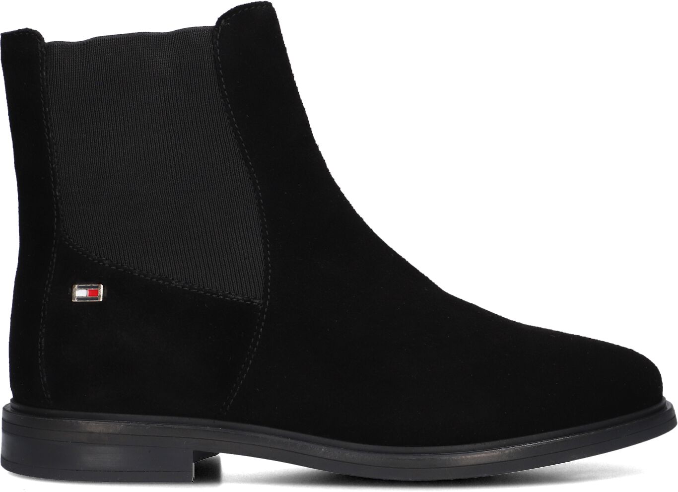 Tommy Hilfiger Chelsea Boots Dames Flag Low Chelsea, Maat: 36, Materiaal: Suède, Kleur: Zwart