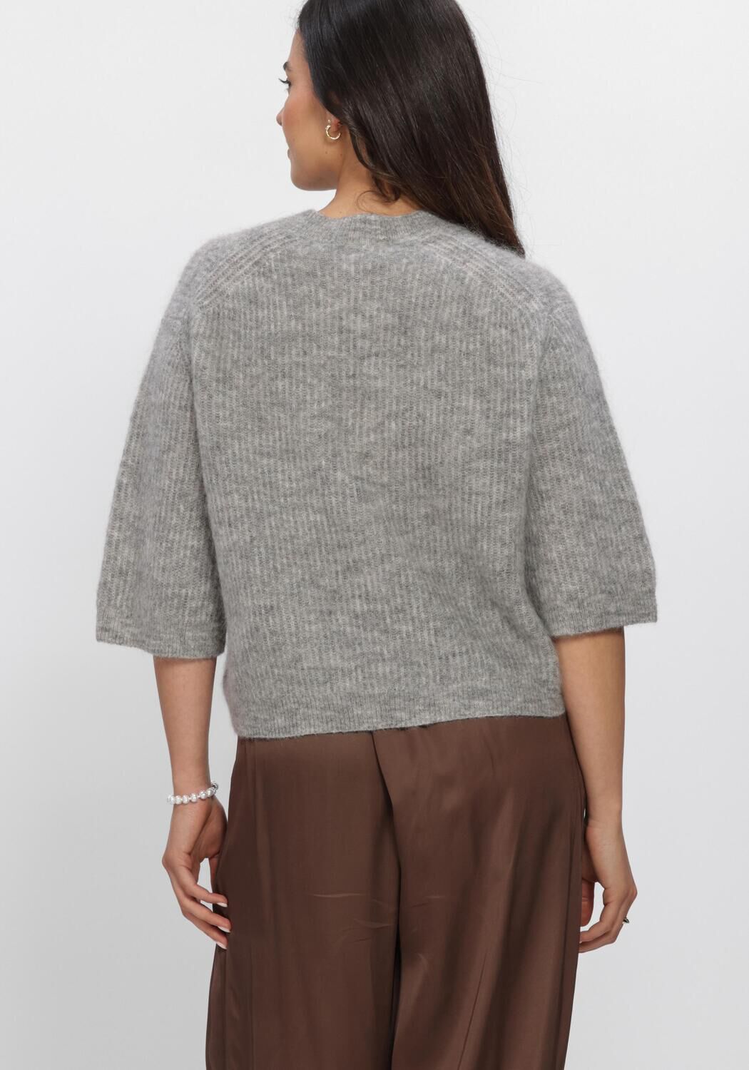 Grijze SECOND FEMALE Vest ANDREA KNIT RIB CARDIGAN - large