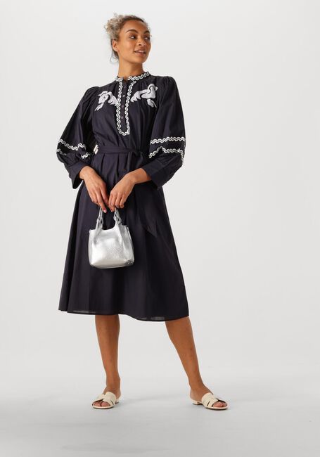 Donkerblauwe ANTIK BATIK Midi jurk DALI DRESS - large