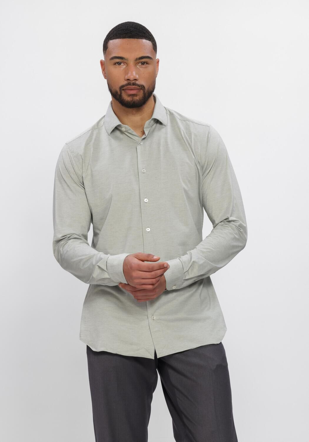 Groene XACUS Klassiek overhemd 21615 ACT558ML VAR070 - large