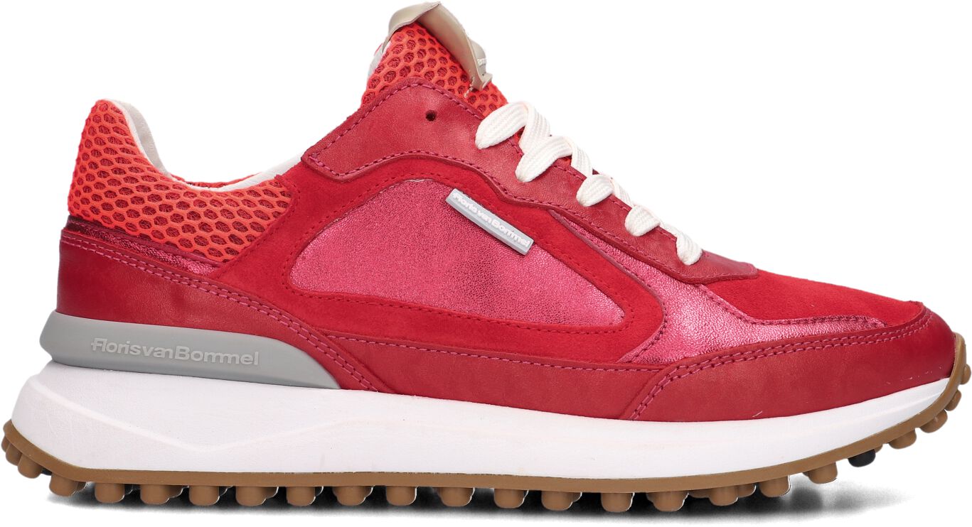 Floris van Bommel Lage Sneakers Dames Sfw-10107, Maat: 35, Materiaal: Leer, Kleur: Rood
