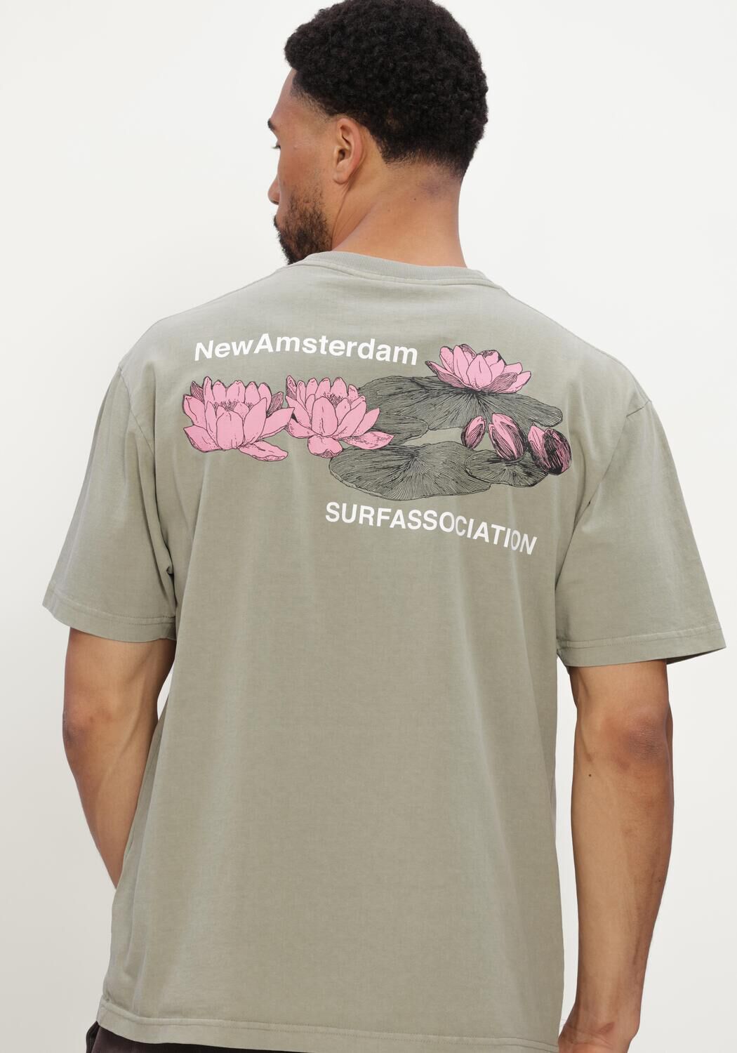 Khaki NEW AMSTERDAM SURF ASSOCIATION T-shirt LILIES TEE - large