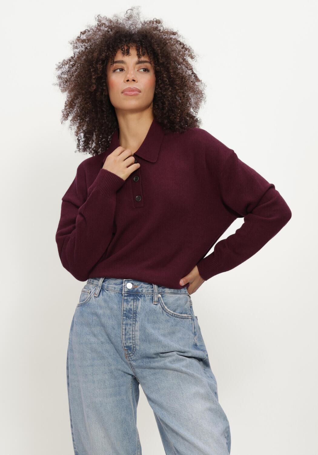 Bordeaux ANINE BING Trui LEE POLO SWEATER - large