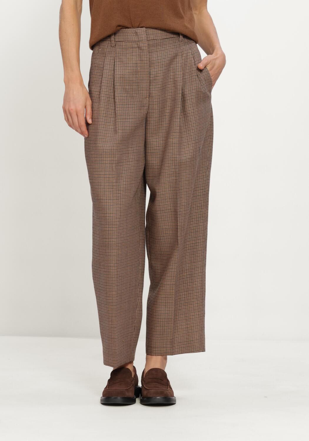Bruine LUISA CERANO Wijde broek GLENCHECK-TAPERED-PANTS - large