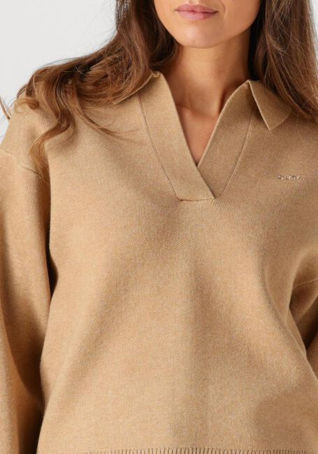 Beige OLAF HUSSEIN Top KNITTED POLO - large