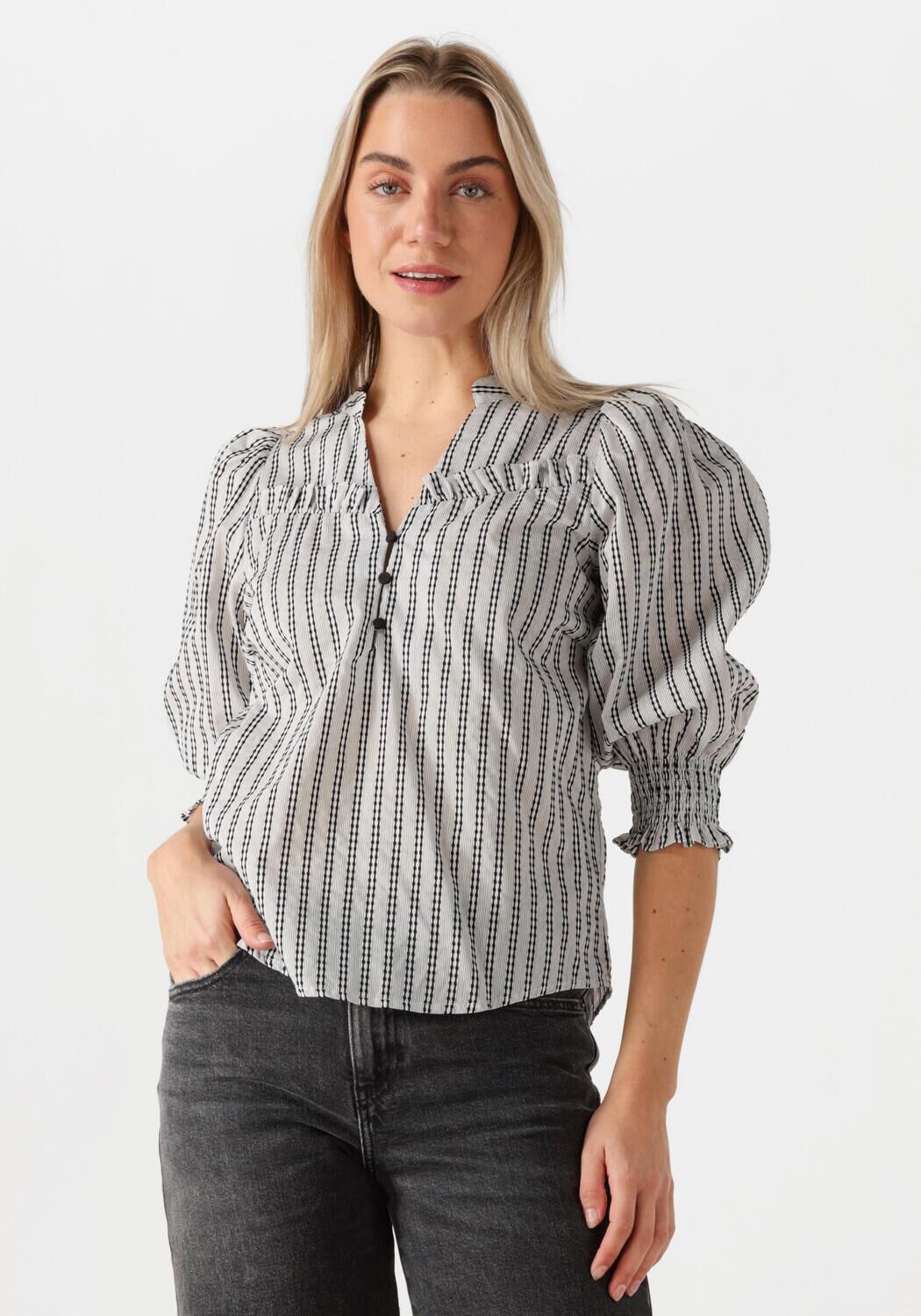Co'Couture Blouse Dames Noracc Frill Ss Blouse, Maat: L, Kleur: Wit