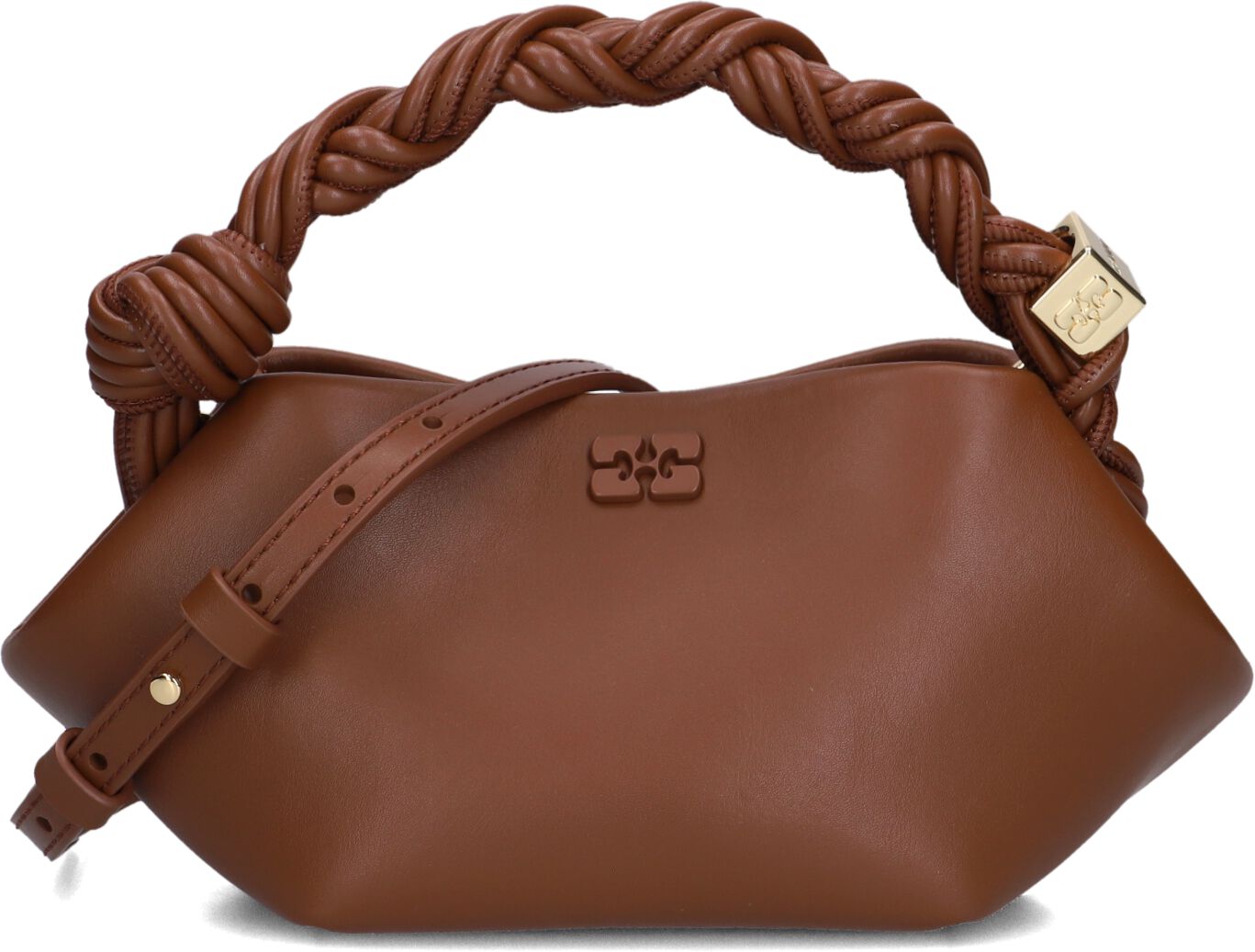 Ganni Ganni Handtas Dames Bou Mini Butter, Materiaal: Leatherlook, Kleur: Cognac