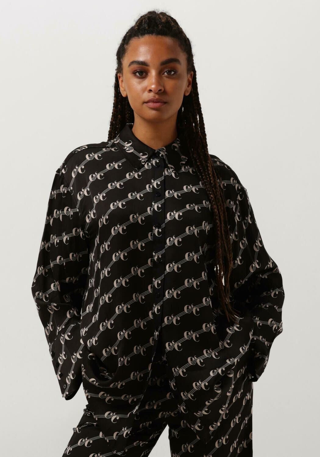 Co'Couture Blouse Dames Logo Oversized Shirt, Maat: L, Kleur: Zwart