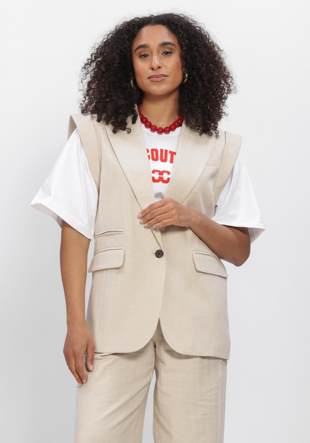 Beige CO'COUTURE Tops & T-shirts LEENACC LINEN WING VEST - large