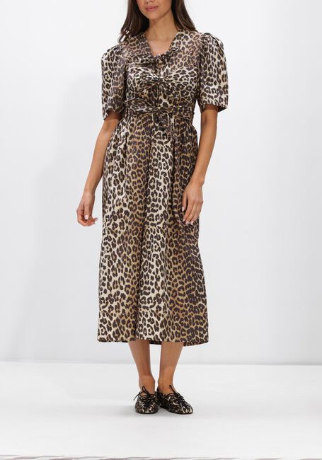 Multi GANNI Maxi jurk PRINTED COTTON TIE STRAP MIDI DRESS - large