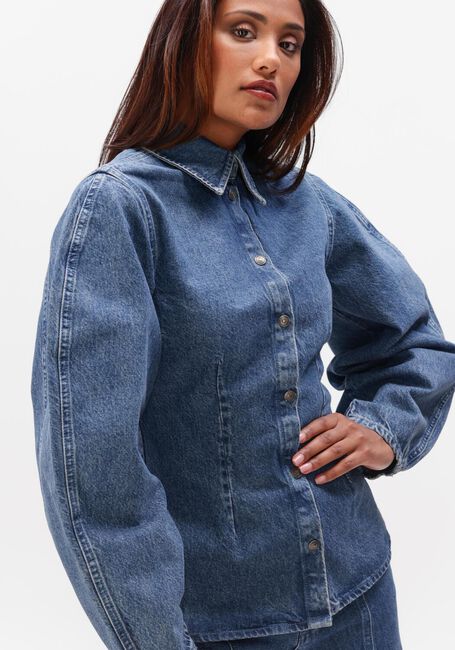 Donkerblauwe ROTATE Blouses FITTED DENIM SHIRT - large