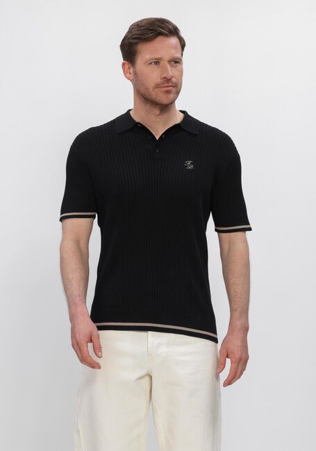 Zwarte FILLING PIECES Polo FINE KNIT POLO - large