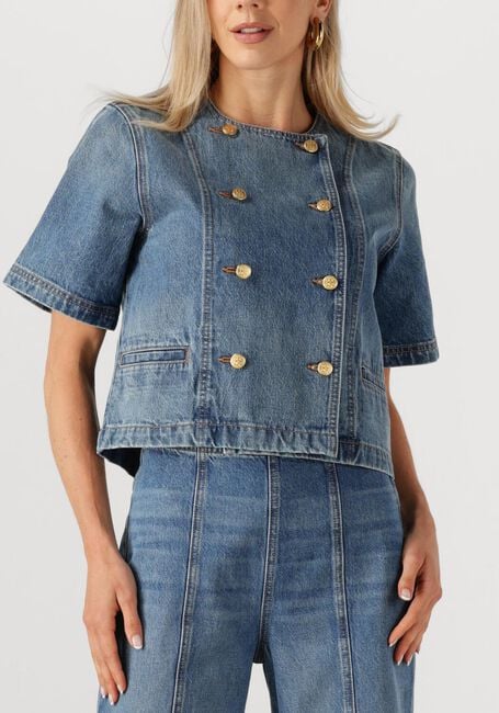 Zwarte ULLA JOHNSON Blouses THE SERGE SHORT SLEEVE JACKET - large