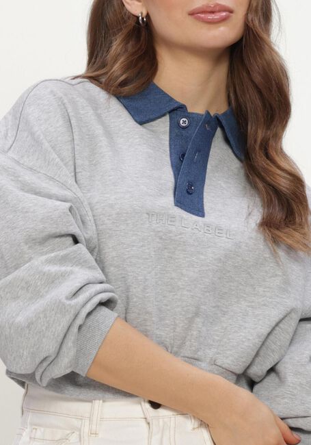 Grijze ALIX THE LABEL Sweater LADIES KNITTED POLO SWEATER - large