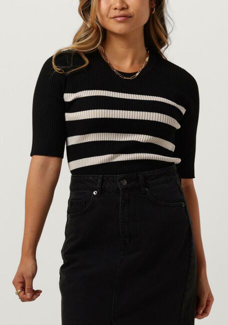 Zwarte CO'COUTURE T-shirt BADOE STRIP MIDI SLEEVE KNIT - large