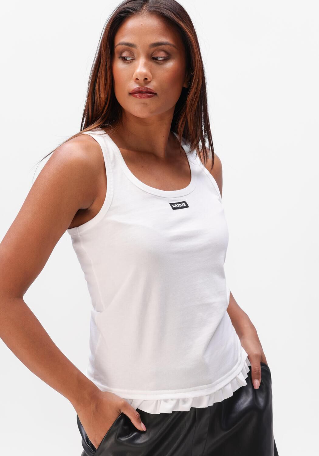 Witte ROTATE Top RUFFLE HEM TANK TOP - large