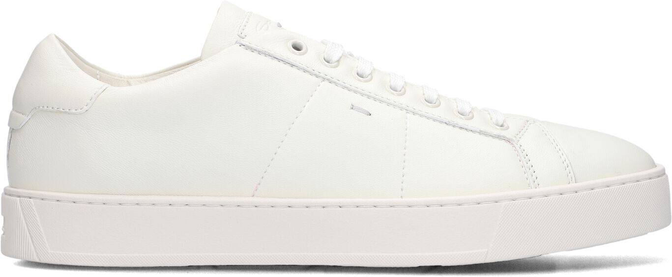 Santoni Lage Sneakers Heren 20850 Gloria2 Sft, Maat: 39,5, Materiaal: Leer, Kleur: Wit