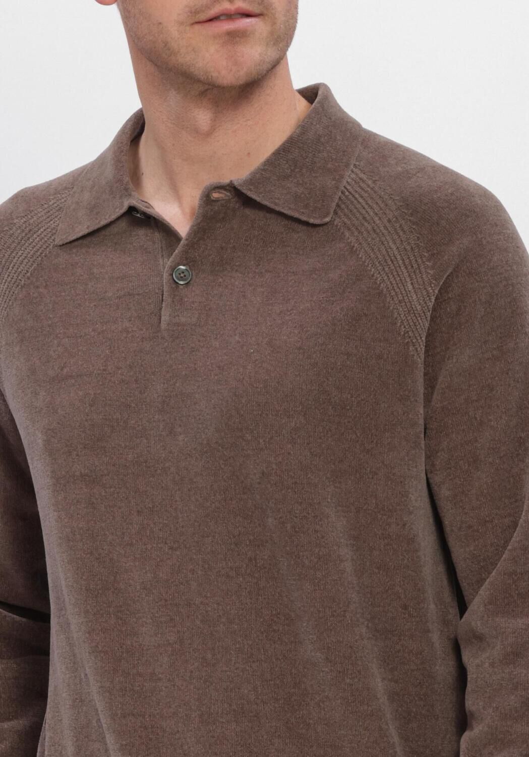 Bruine PROFUOMO Trui POLO LS CHENILLE - large