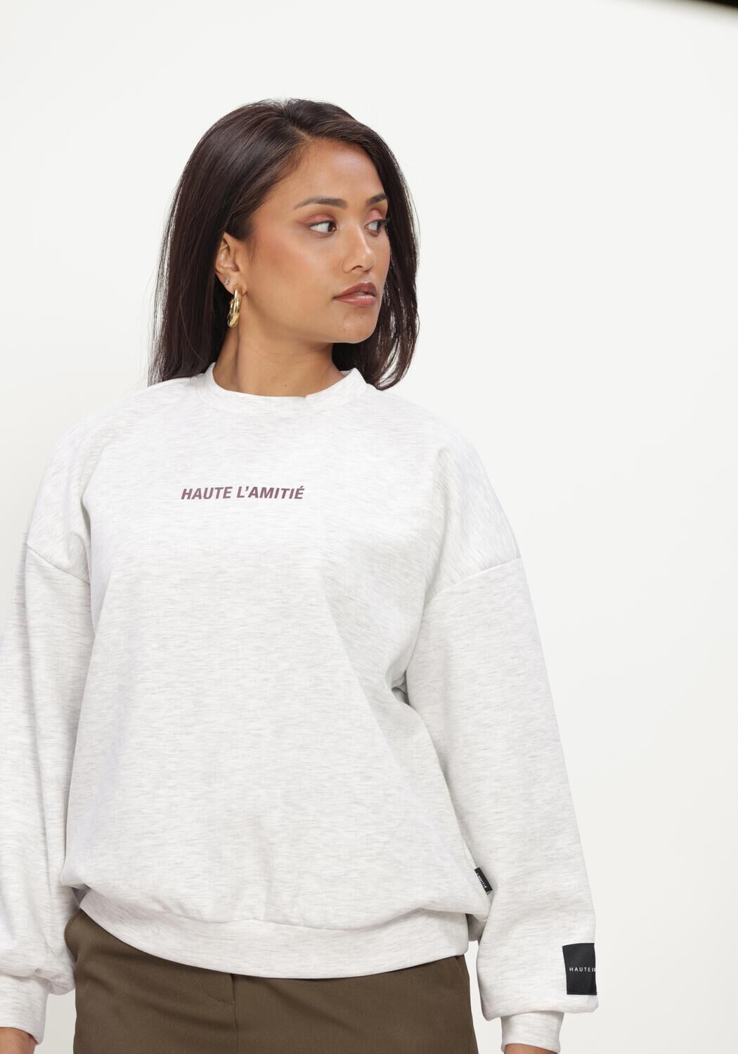 Lichtgrijze HAUTE L'AMITI&Eacute; Truien/vesten BACK PRINT STUDIO SWEAT - large