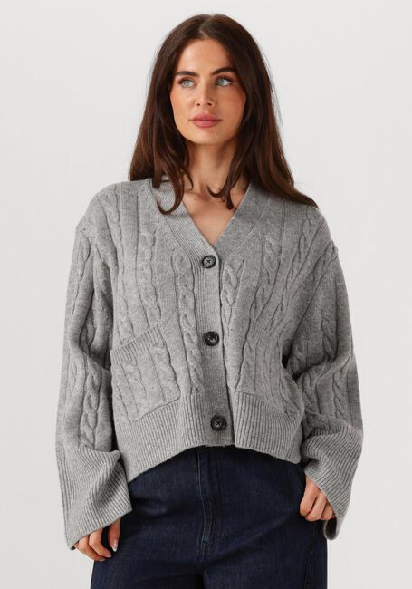 Lichtgrijze SECOND FEMALE Vest ALPHINE KNIT CARDIGAN - large