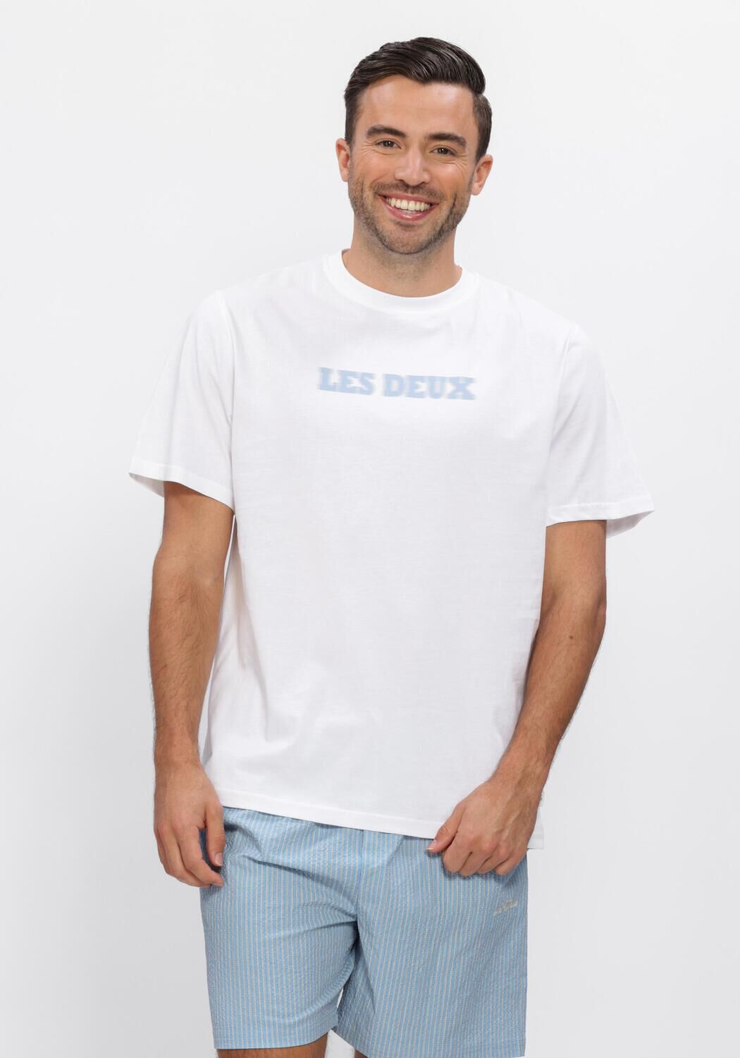 Les Deux T-Shirt Heren Brady Logo T-shirt, Maat: L, Kleur: Wit afbeelding 1